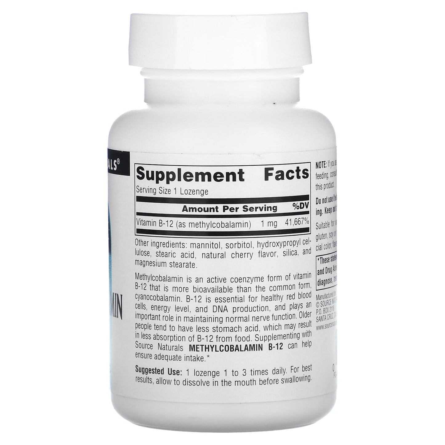 Source Naturals, B-12 1 mg Cherry, 240 UPC 021078026792 | Hilife Vitamins