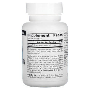 Source Naturals, B-12 1 mg Cherry, 240 UPC 021078026792 | Hilife Vitamins
