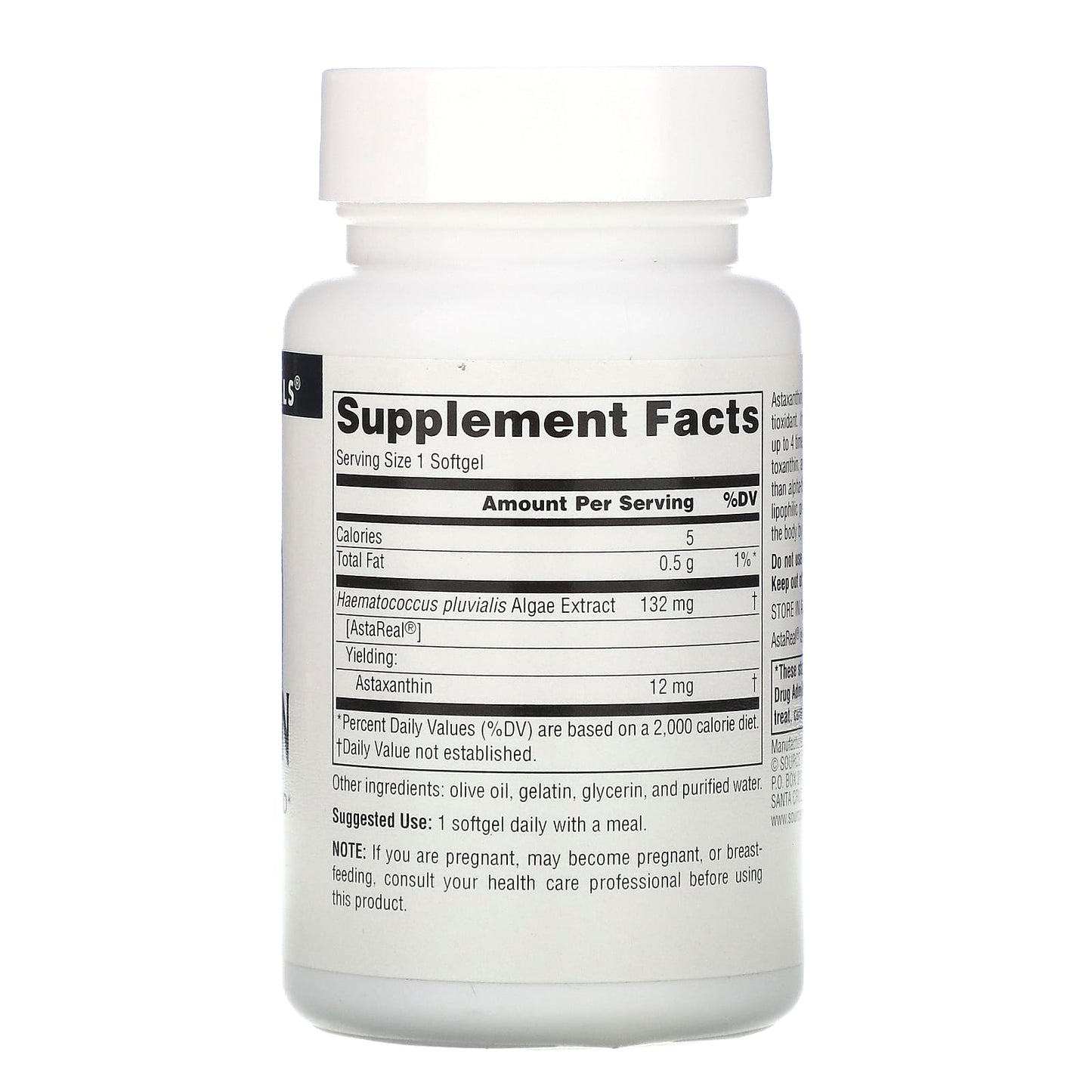 Source Naturals, Astaxanthin 12 mg, 60 Softgels UPC 021078026891 | Hilife Vitamins