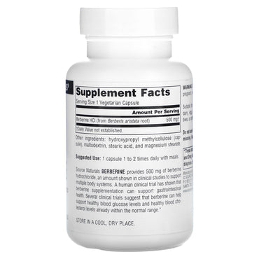 Source Naturals, Berberine 500 mg, 60 Capsules UPC 021078027836 | Hilife Vitamins