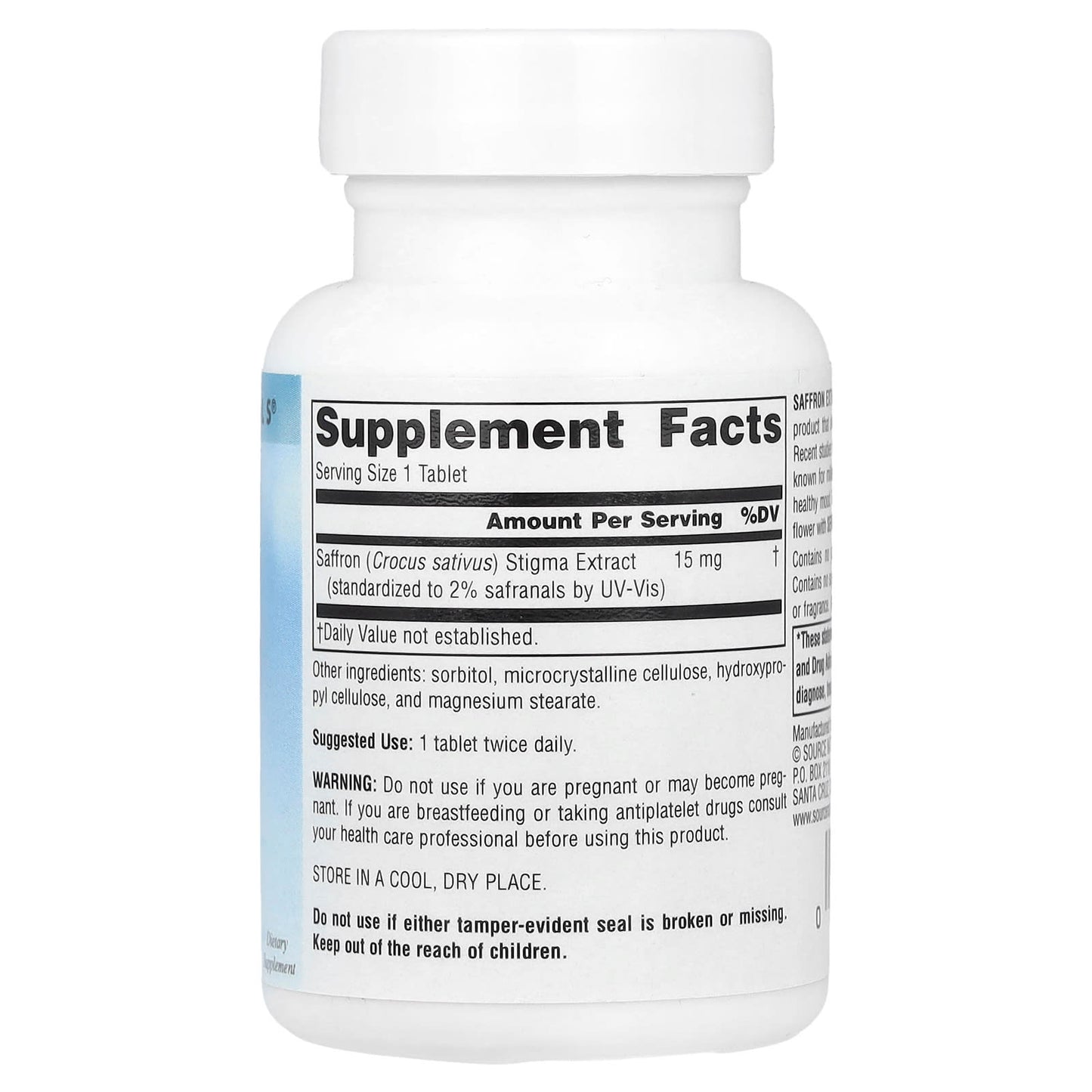 Source Naturals, Serene Science®, Saffron Extract, 15 mg, 60 Tablets UPC 021078028024 | Hilife Vitamins