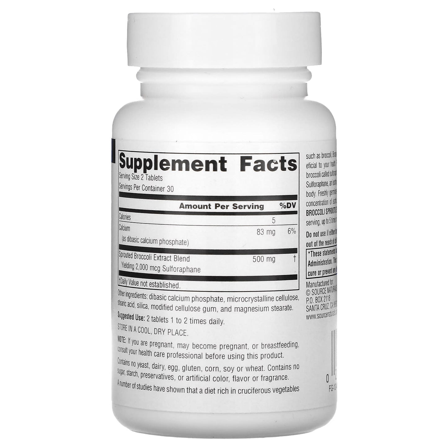 Source Naturals, Broccoli Sprouts Extract, 250 mg, 60 Tablets UPC 021078411048 | Hilife Vitamins