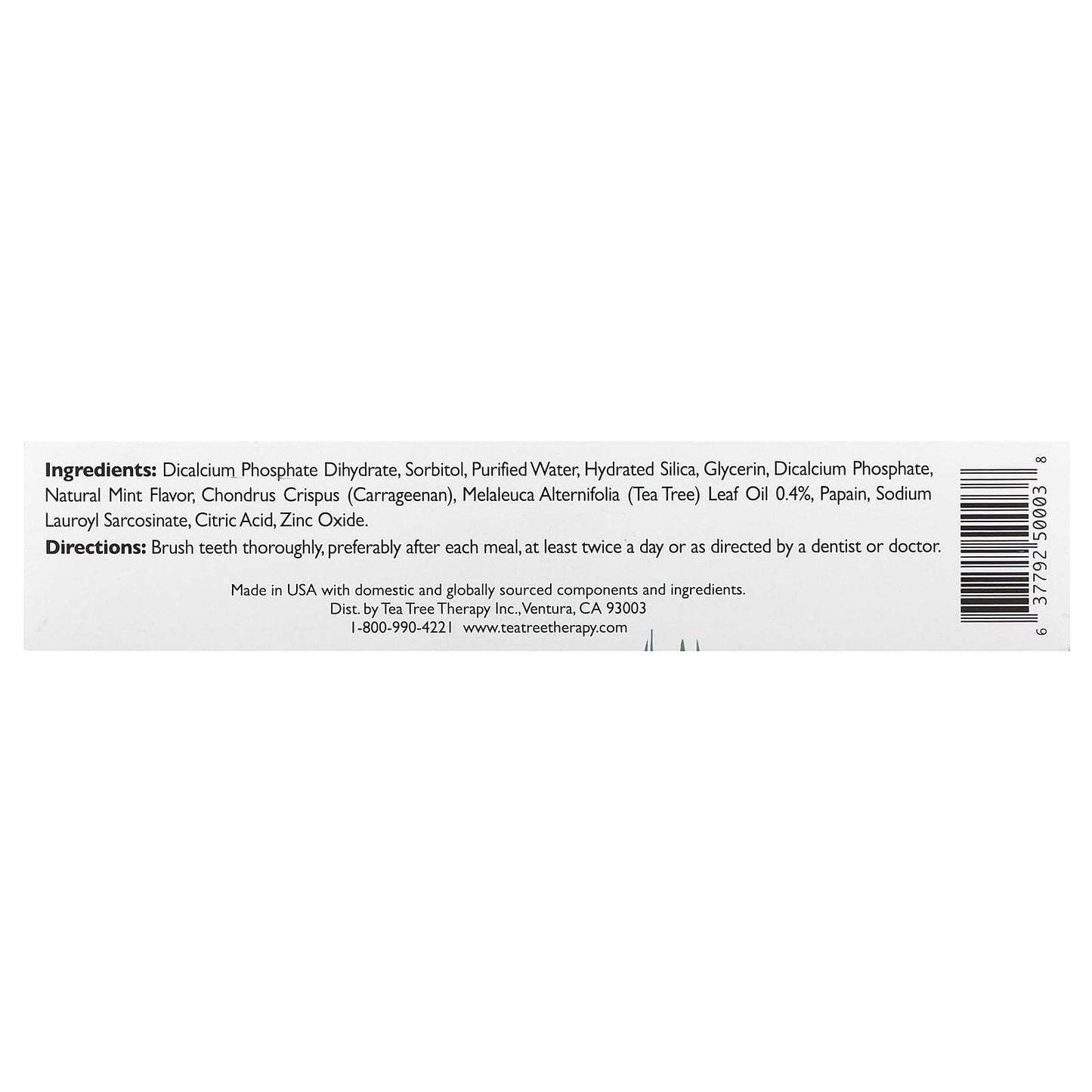 Tea Tree Therapy, Natural Whitening Toothpaste (Antiseptic), 3 Oz UPC 637792500038 | Hilife Vitamins