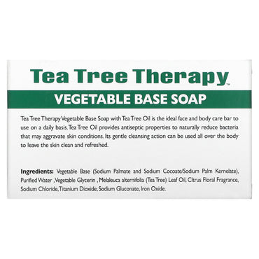 Tea Tree Therapy, Tea Tree Vegetable Based Bar Soap, 3.9 Oz UPC 637792601001 | Hilife Vitamins