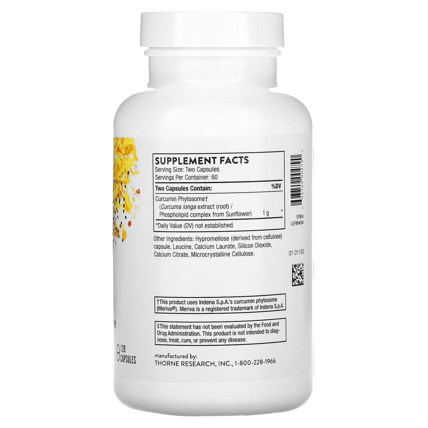 Thorne Research, Curcumin Phytosome, 120 Capsules UPC 693749004790 | HiLife Vitamins