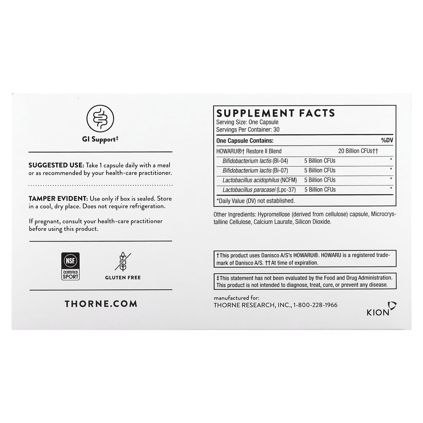 Thorne Research, FloraSport 20B (Multi-strain probiotic), 30 UPC 693749006312 | HiLife Vitamins