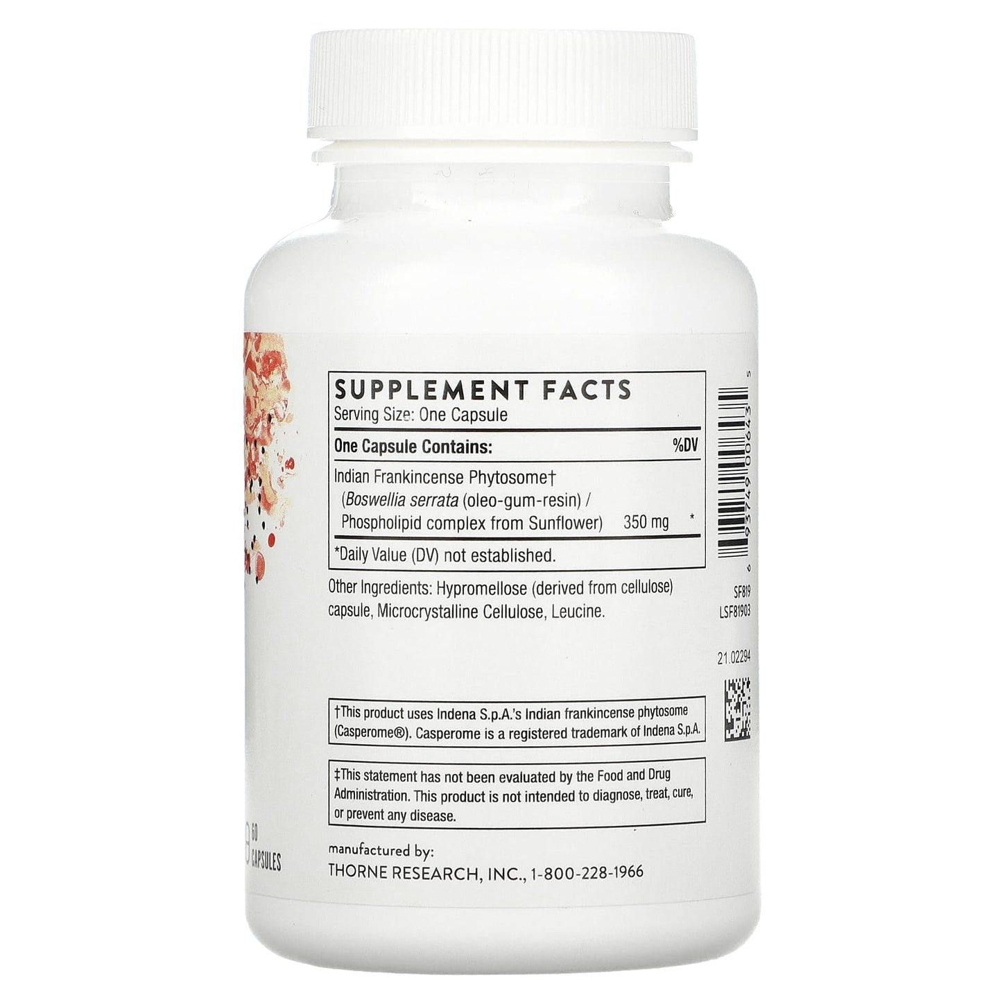 Thorne Research, Boswellia Phytosome, 60 Capsules UPC 693749006435 | HiLife Vitamins