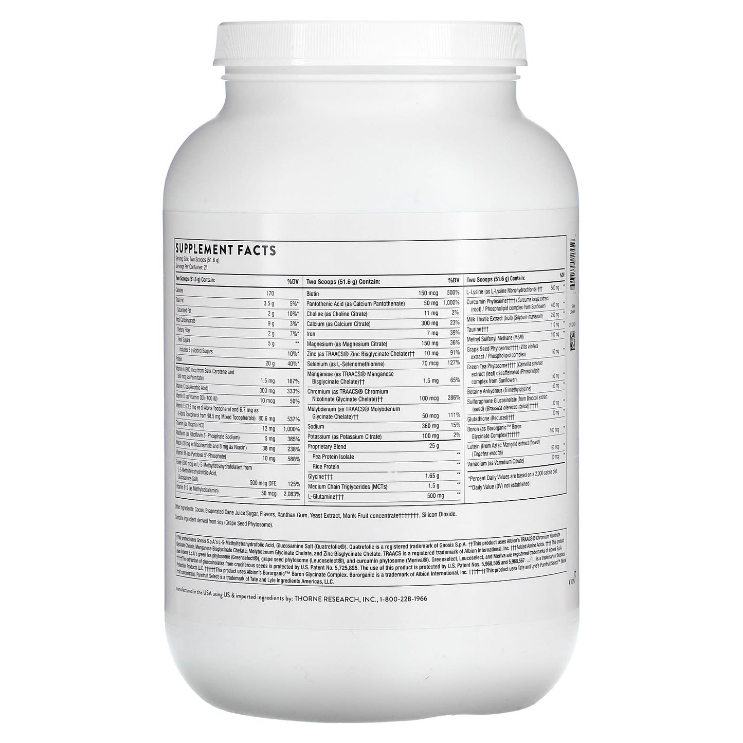 Thorne Research, MediClear-SGS™, Chocolate, 38.2 oz (1,082 g) UPC 693749012559 | HiLife Vitamins