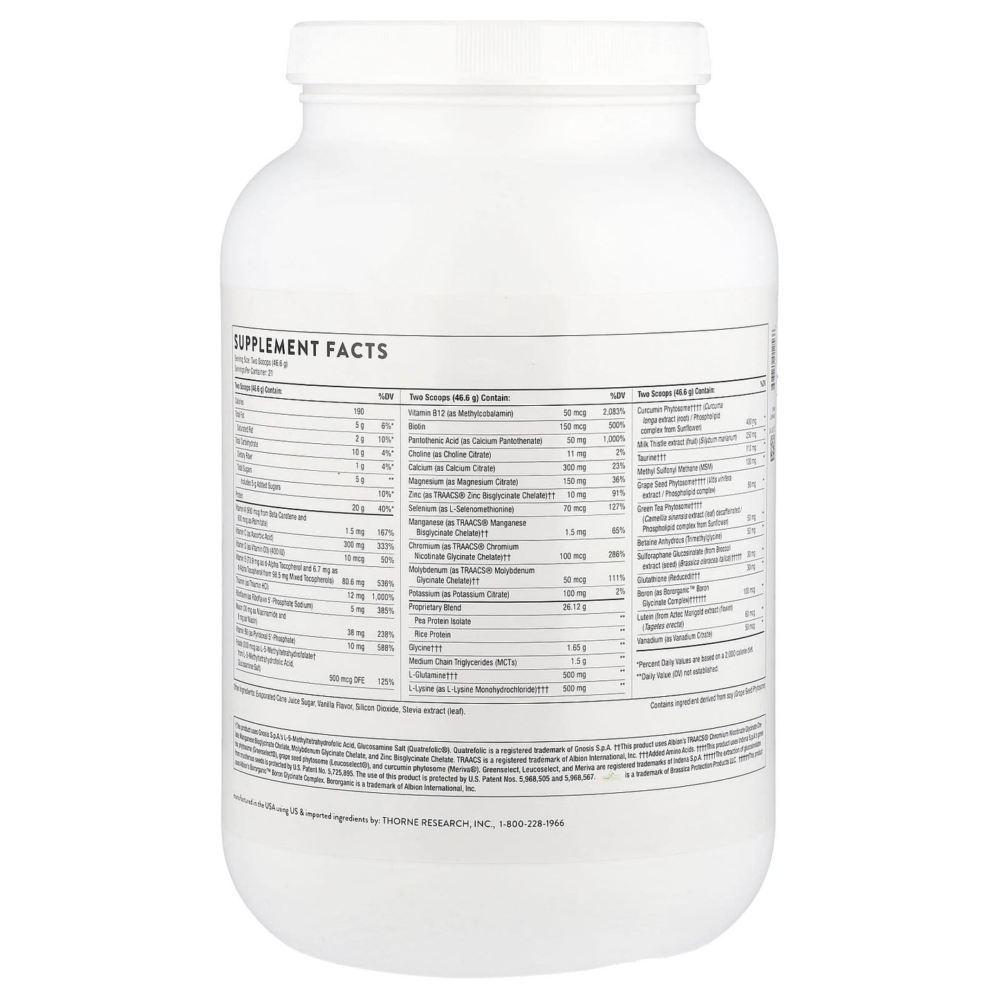Thorne Research, MediClear-SGS™, Vanilla, 34.4 oz (978 g) UPC 693749012566 | HiLife Vitamins