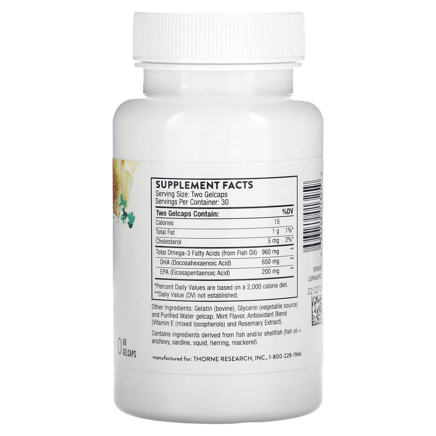 Thorne Research, Prenatal DHA, 60 GelCaps UPC 693749013259 | HiLife Vitamins