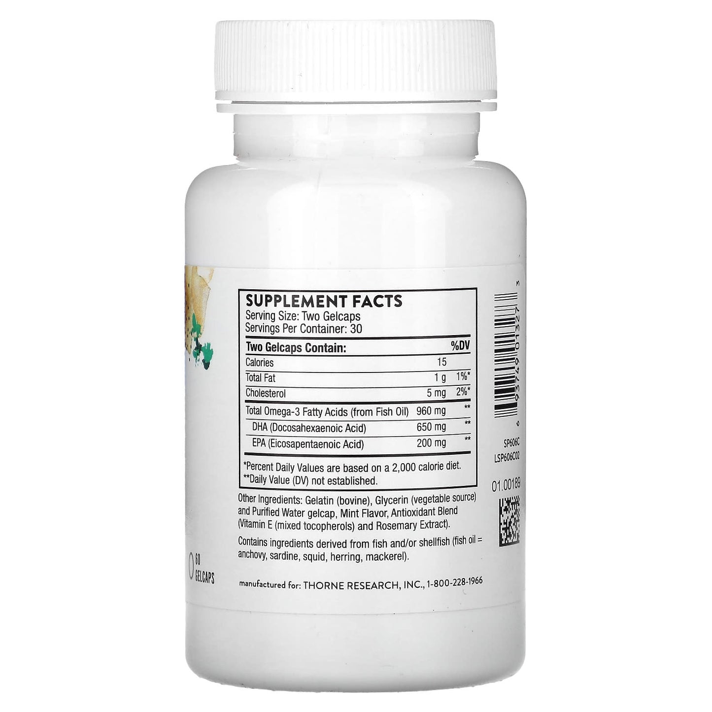 Thorne Research, Advanced DHA, 60 Gelcaps UPC 693749013273 | HiLife Vitamins