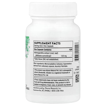 Thorne Research, Ashwagandha, 30 Capsules UPC 693749015543 | HiLife Vitamins