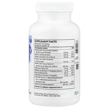 Thorne Research, Basic Nutrients 2/Day, 120 Capsules UPC 693749015666 | HiLife Vitamins