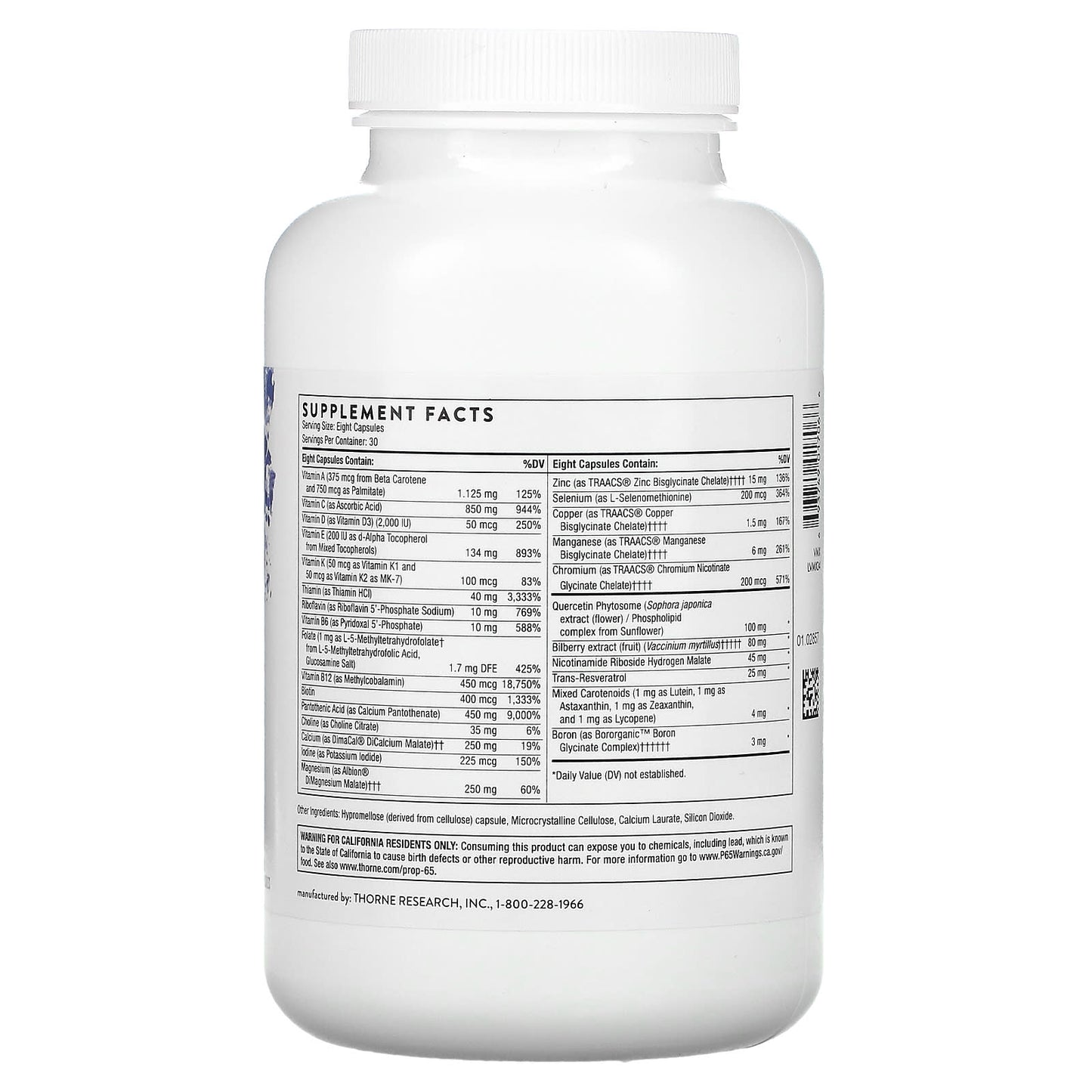 Thorne Research, Advanced Nutrients, 240 Capsules UPC 693749017066 | HiLife Vitamins