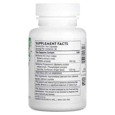 Thorne Research, Berberine, 60 Capsules UPC 693749048008 | HiLife Vitamins