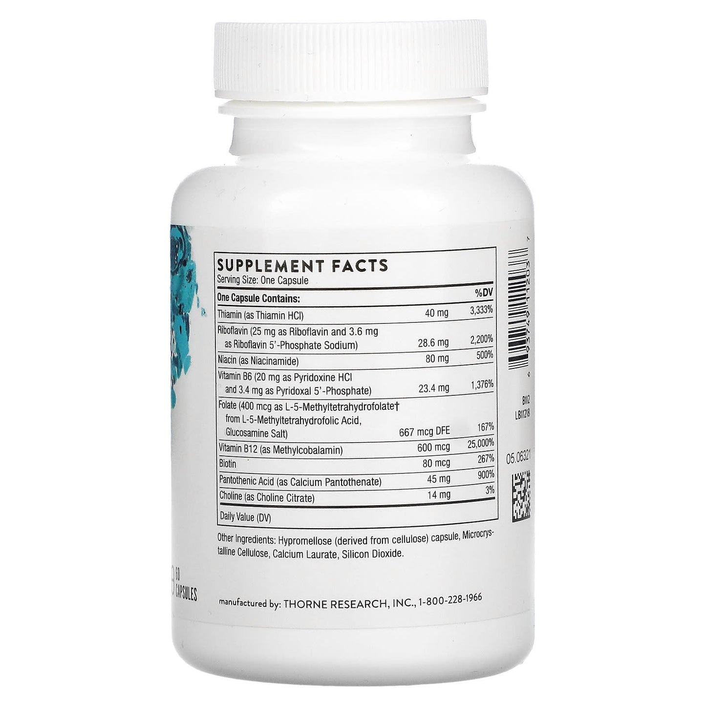 Thorne Research, B-Complex #12, 60 Capsules UPC 693749112037 | HiLife Vitamins