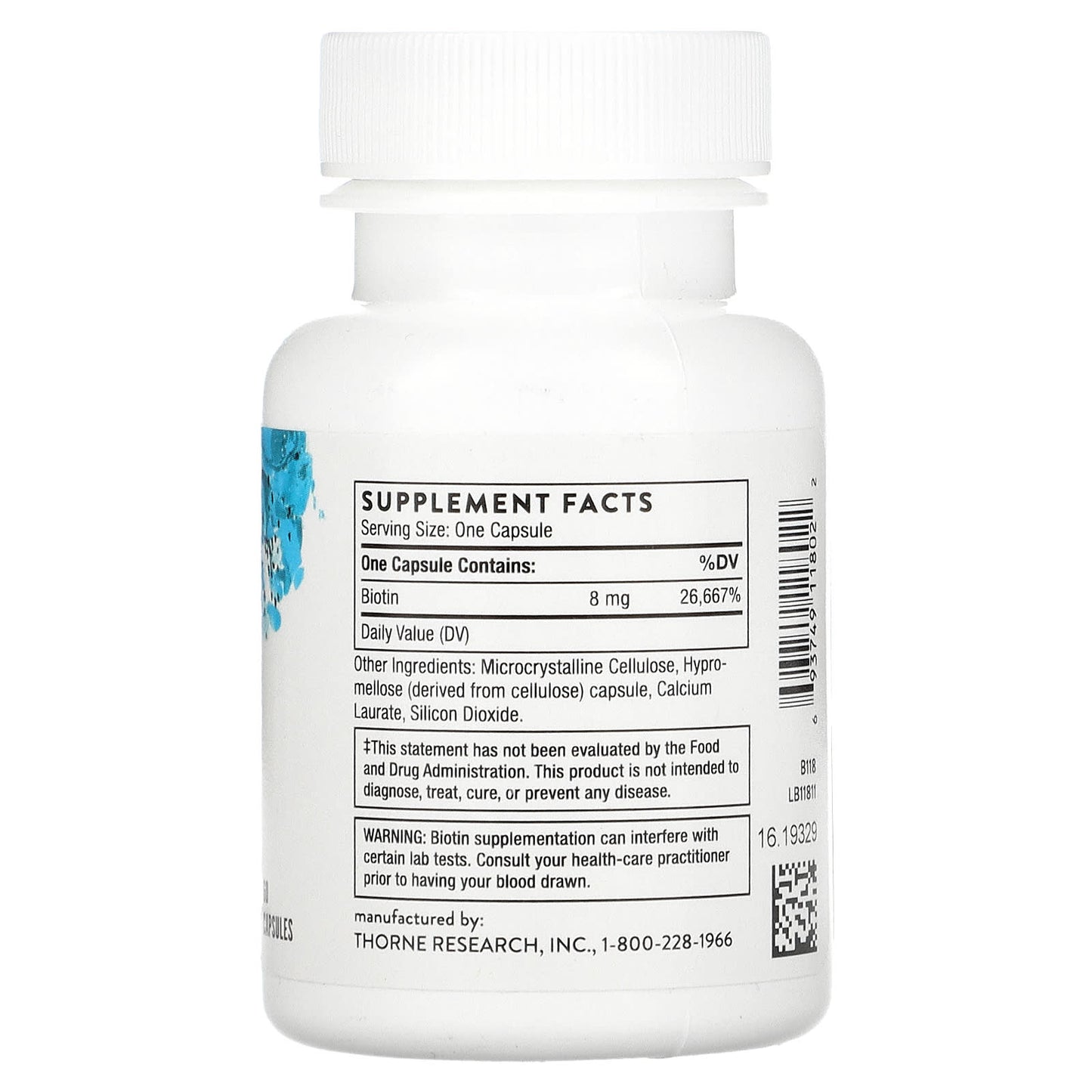 Thorne Research, Biotin-8, 60 Capsules UPC 693749118022 | HiLife Vitamins