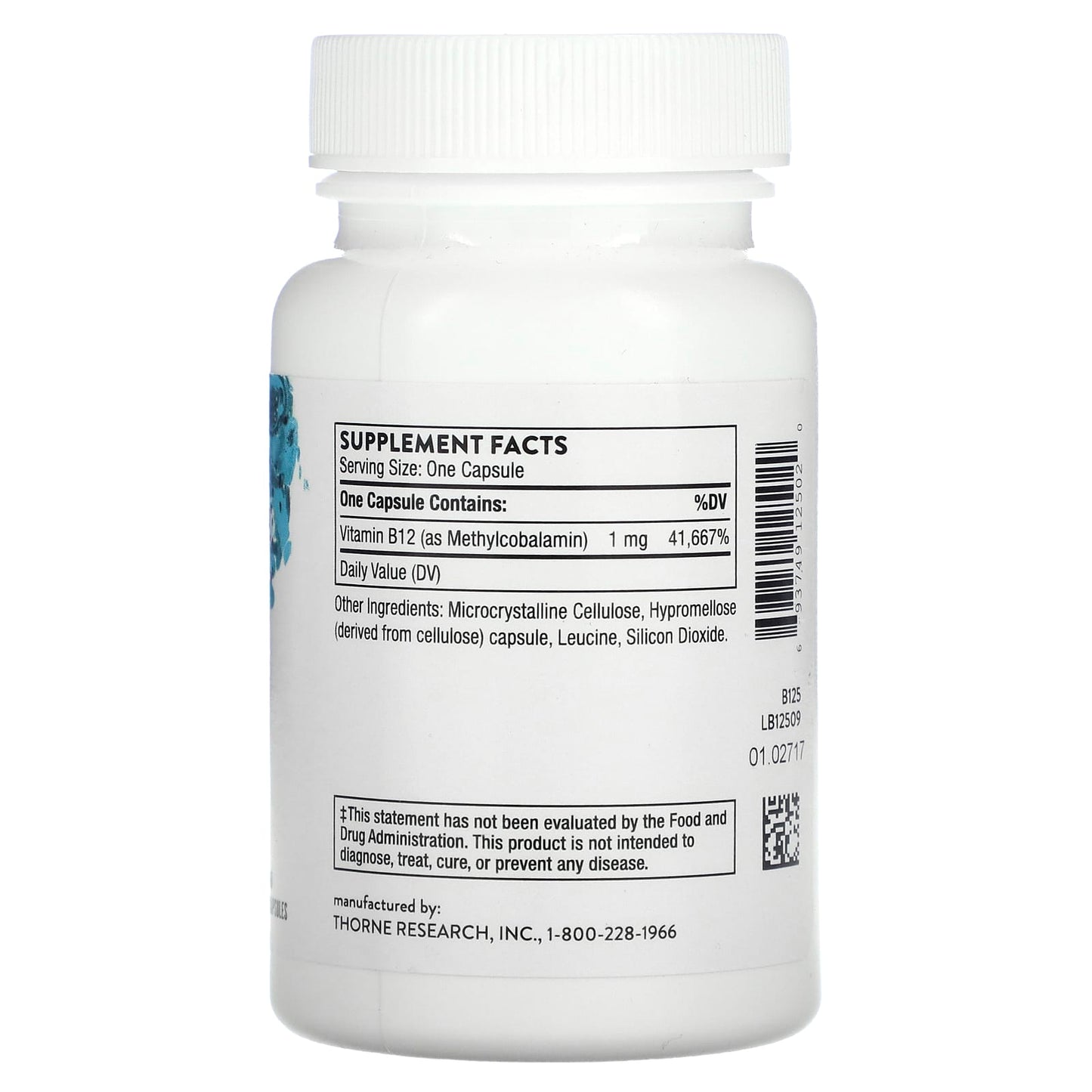 Thorne Research, Vitamin B12, 60 Capsules UPC 693749125020 | HiLife Vitamins