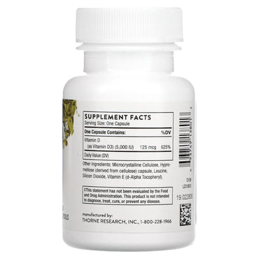 Thorne Research, Vitamin D-5,000, 60 Capsules UPC 693749138013 | HiLife Vitamins