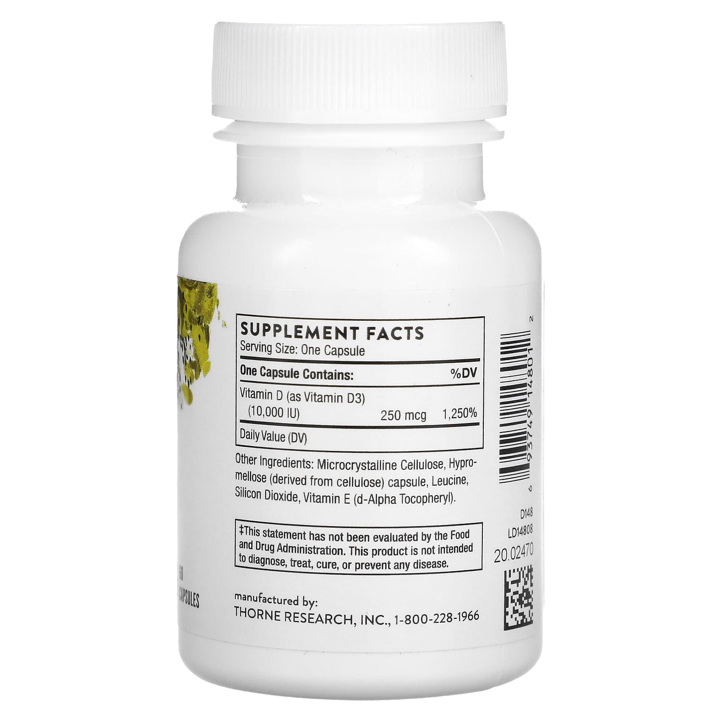 Thorne Research, Vitamin D-10,000, 60 Capsules UPC 693749148012 | HiLife Vitamins