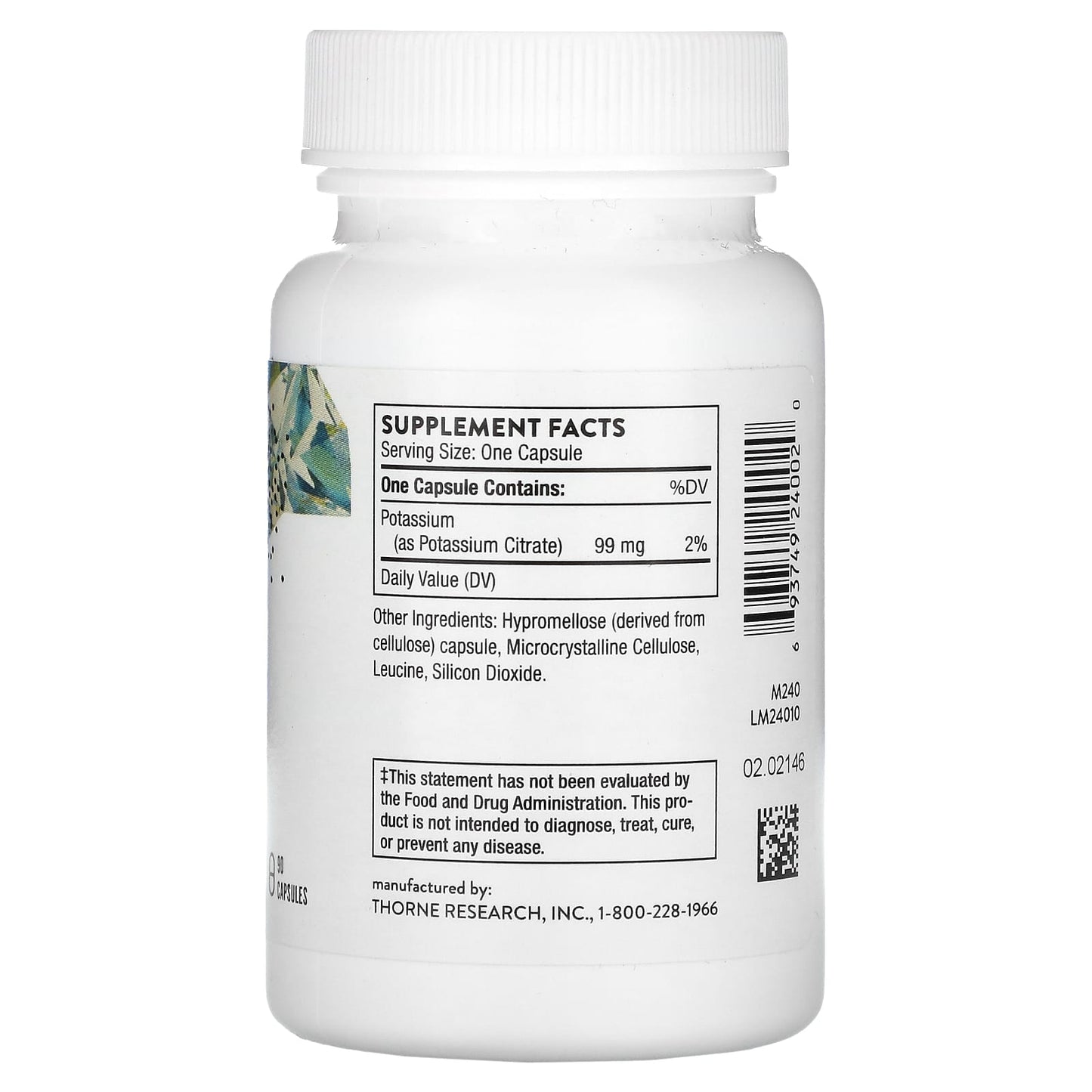 Thorne Research, Potassium Citrate, 90 Capsules UPC 693749240020 | HiLife Vitamins