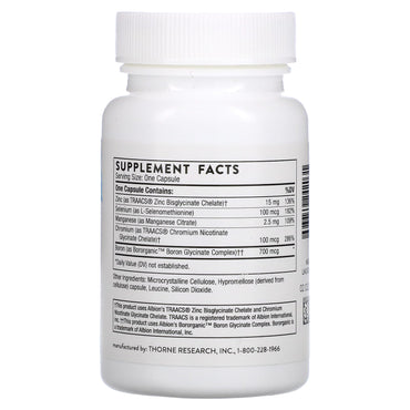 Thorne Research, Trace Minerals, 90 Capsules UPC 693749242031 | HiLife Vitamins