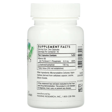 Thorne Research, 5-Hydroxytryptophan, 90 Thorne Research UPC 693749503026 | HiLife Vitamins