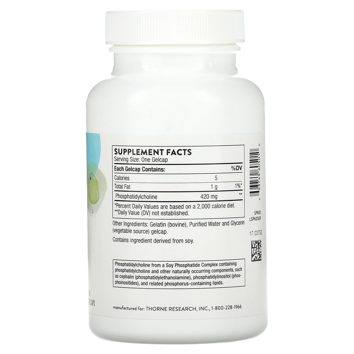 Thorne Research, Phosphatidyl Choline, 60 GelCaps UPC 693749605010 | HiLife Vitamins
