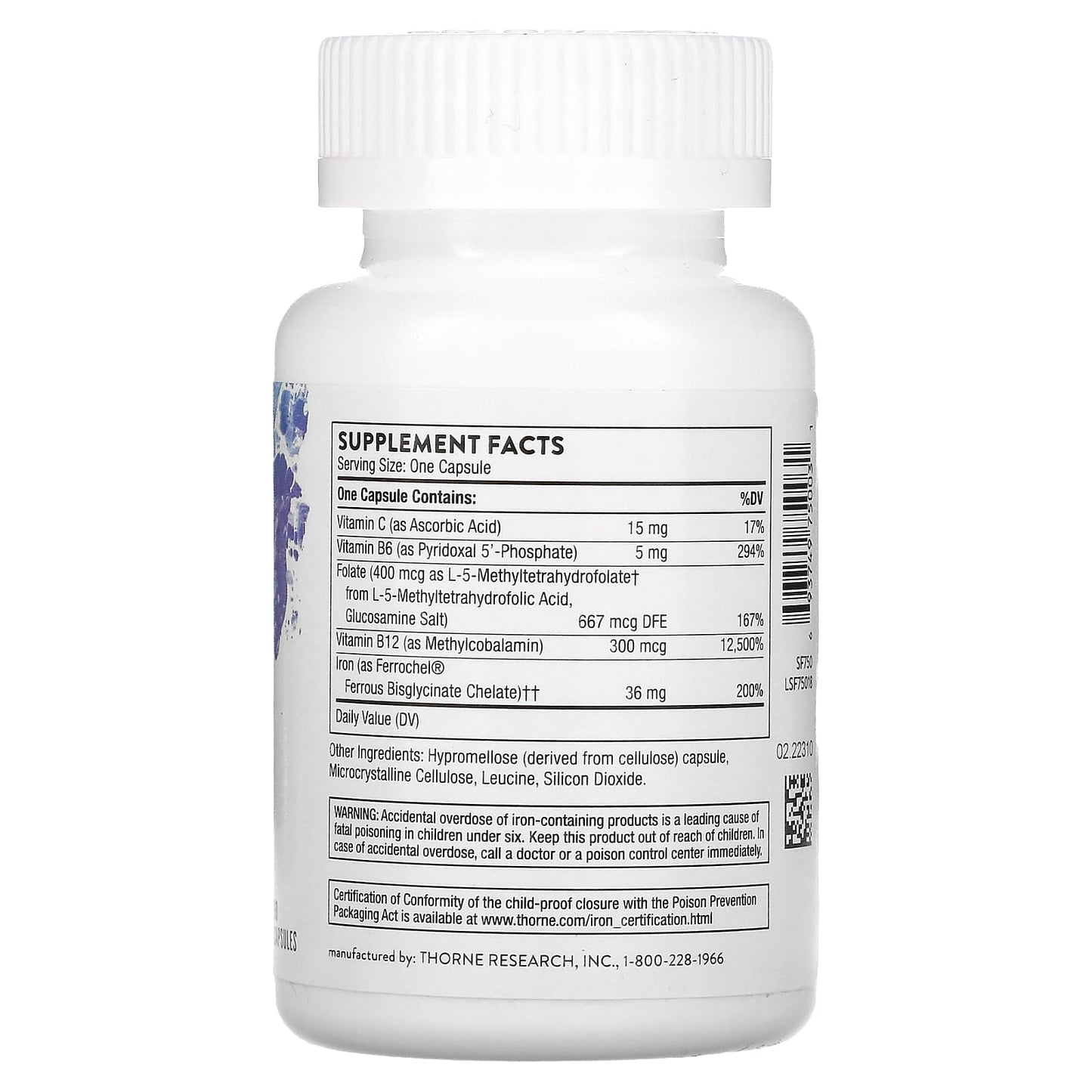 Thorne Research, Advanced Iron Complex (formerly Ferrasorb), 60 Capsules UPC 693749750031 | HiLife Vitamins