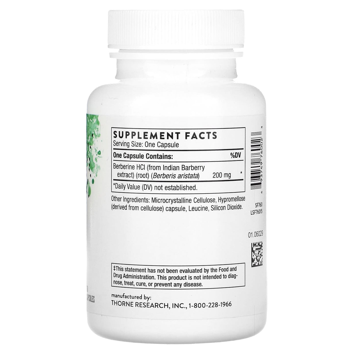 Thorne Research, Berberine, 200 mg, 60 Capsules UPC 693749760023 | HiLife Vitamins