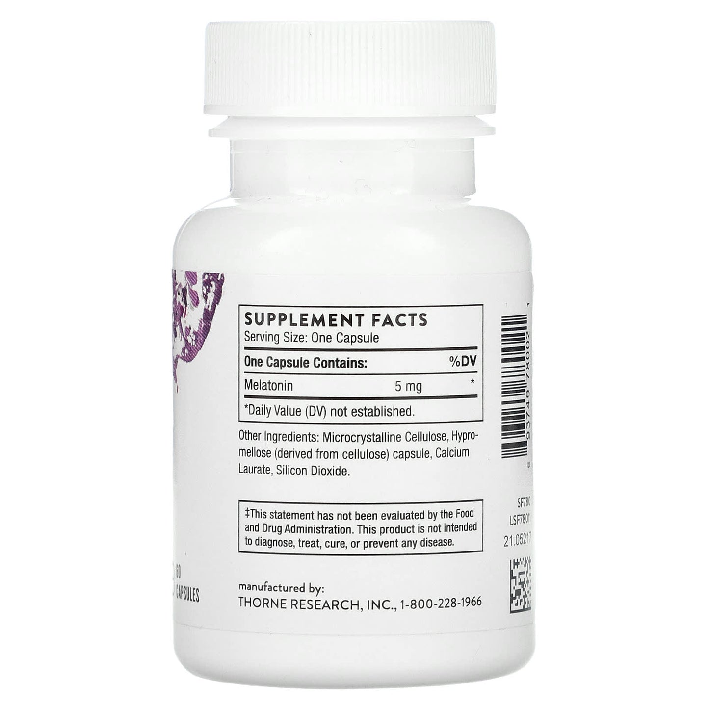 Thorne Research, Melaton-5, 60 Capsules UPC 693749780021 | HiLife Vitamins
