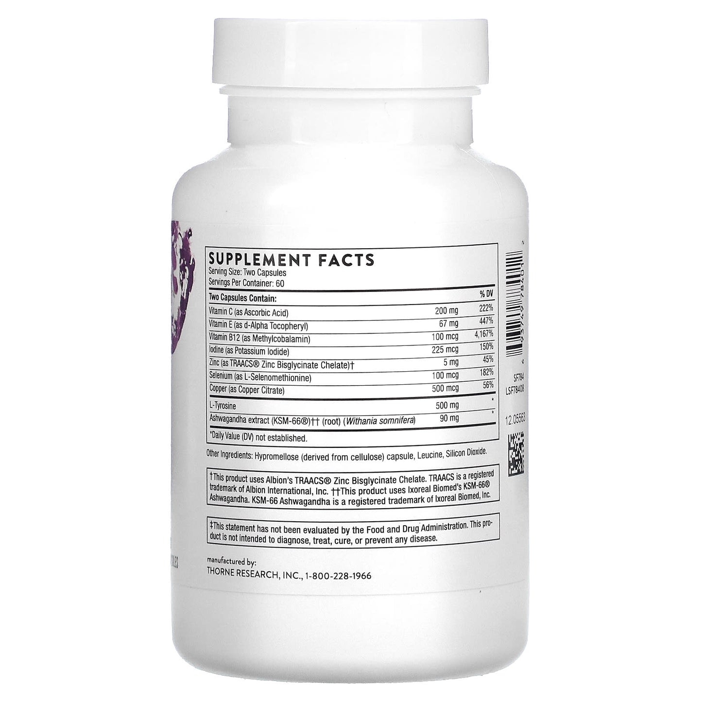 Thorne Research, Thyroid Health Complex (formerly Thyrocsin)™, 120 Capsules UPC 693749784012 | HiLife Vitamins