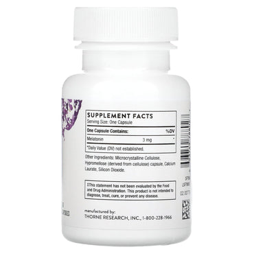 Thorne Research, Melaton-3, 60 Capsules UPC 693749788027 | HiLife Vitamins