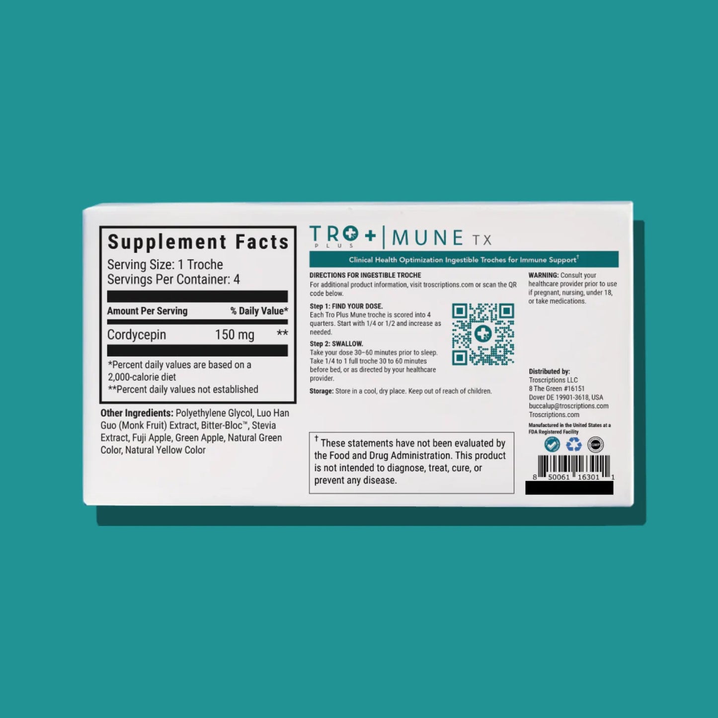 Troscriptions, Tro+ Mune™ †, 4 Troches UPC 860003592779 | Hilife Vitamins