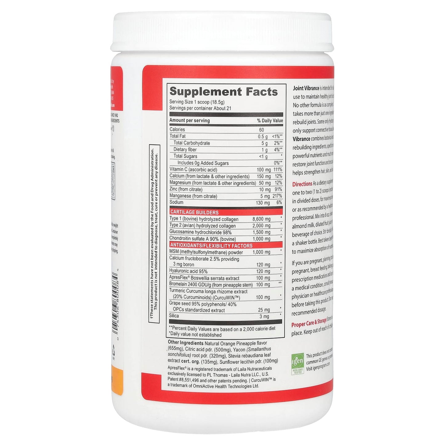 Vibrant Health, Joint Vibrance, Version 5.0, Orange Pineapple, 13.7 oz (388.5 g) UPC 074306800084 | HiLife Vitamins