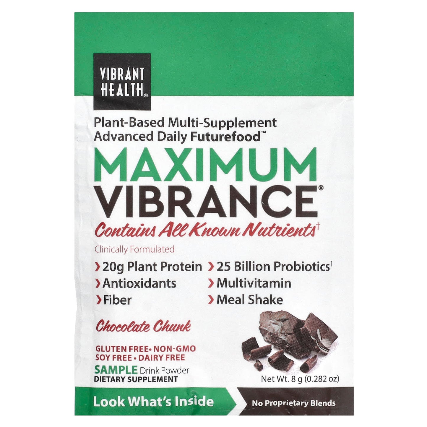 Vibrant Health, Green Vibrance +25 Billion Probiotics, Version 19.1, 15 Packets, 5.96 oz (168.9 g) UPC 074306800213 | HiLife Vitamins