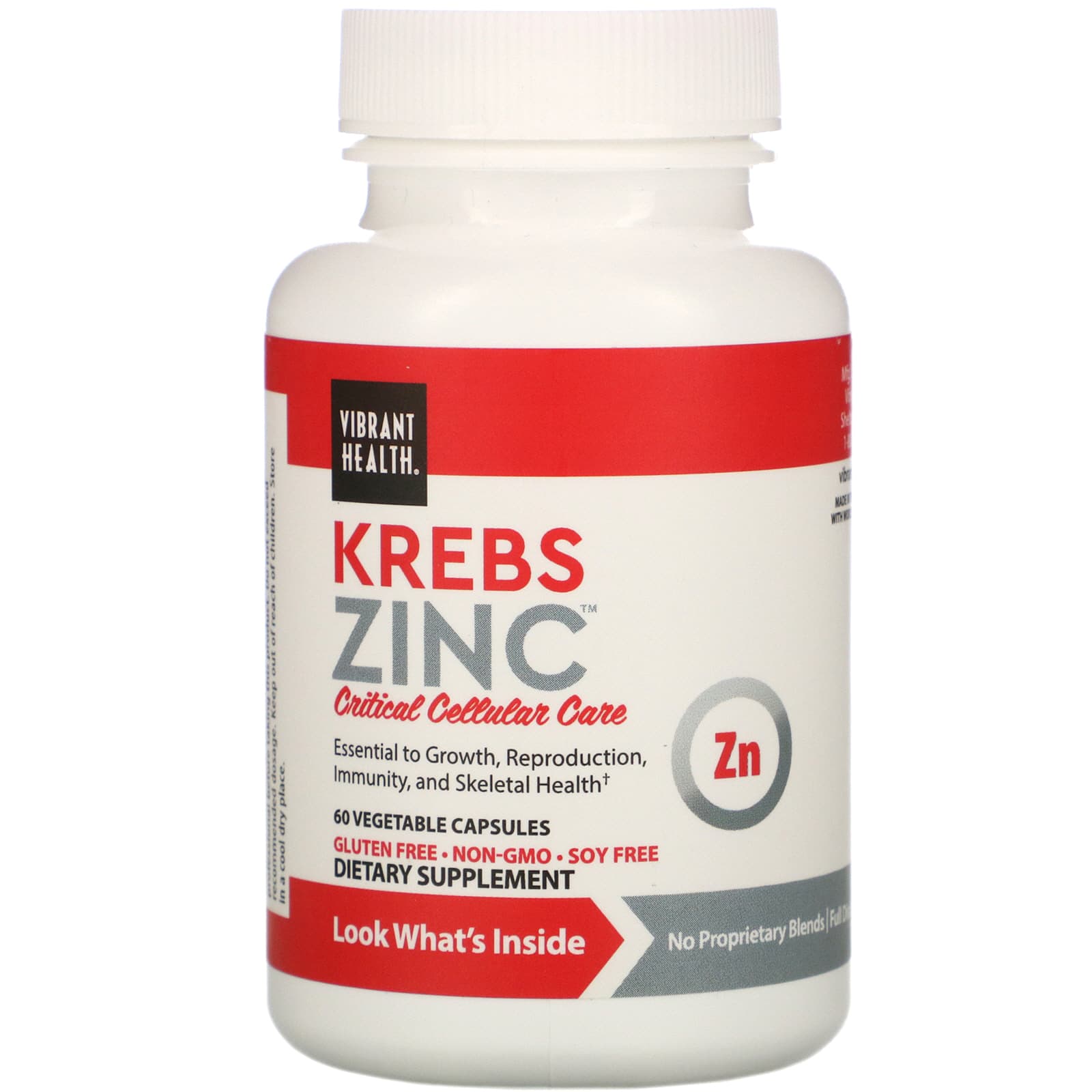 Vibrant Health, Krebs Zinc, 60 Vegetable Capsules UPC 074306800251 | HiLife Vitamins