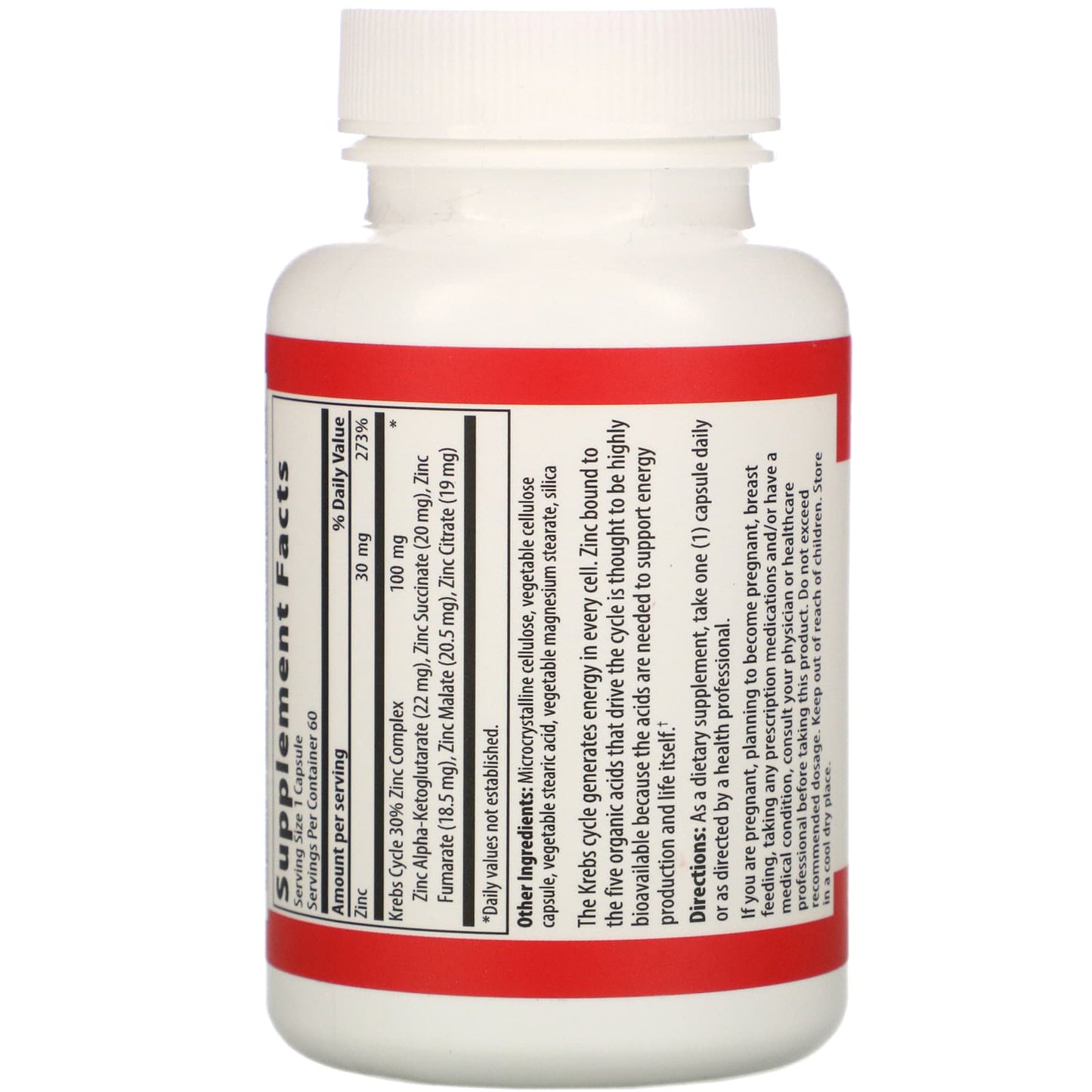 Vibrant Health, Krebs Zinc, 60 Vegetable Capsules UPC 074306800251 | HiLife Vitamins