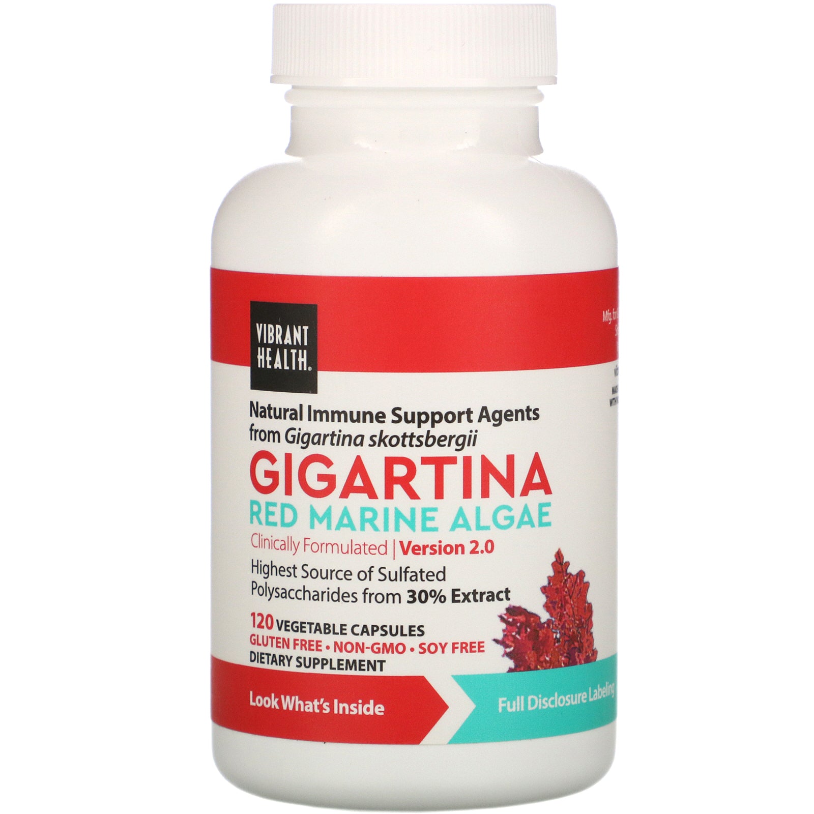 Vibrant Health, Gigartina RMA, 250 mg, 120 Vegetable Capsules UPC 074306800596 | HiLife Vitamins
