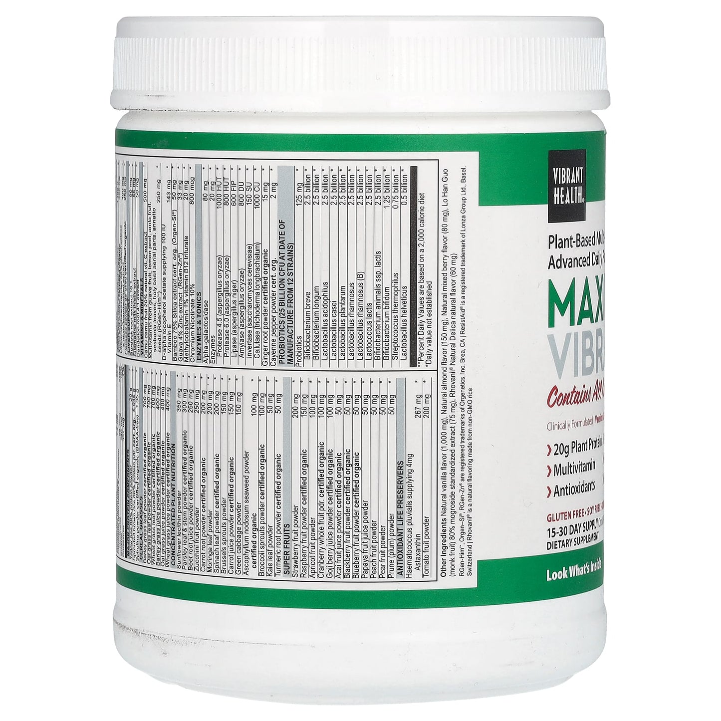 Vibrant Health, Maximum Vibrance, Version 6.1, Vanilla Bean, 21.82 oz (618.6 g) UPC 074306801005 | HiLife Vitamins