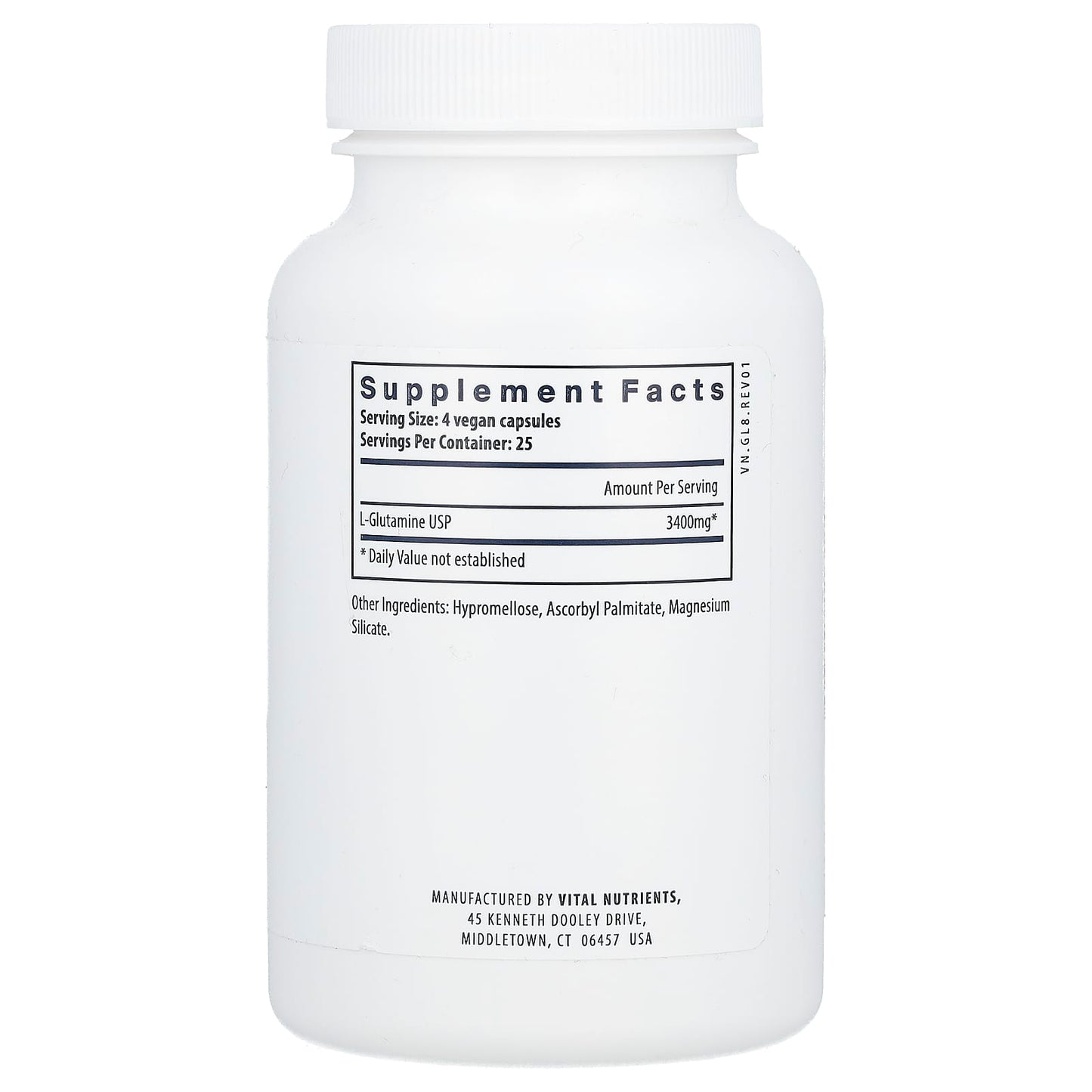 Vital Nutrients, Glutamine, 100 Vegan Capsules UPC 693465113110 | HiLife Vitamins