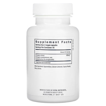 Vital Nutrients, Astragalus Root Extract, 90 Vegan Capsules UPC 693465201114 | HiLife Vitamins