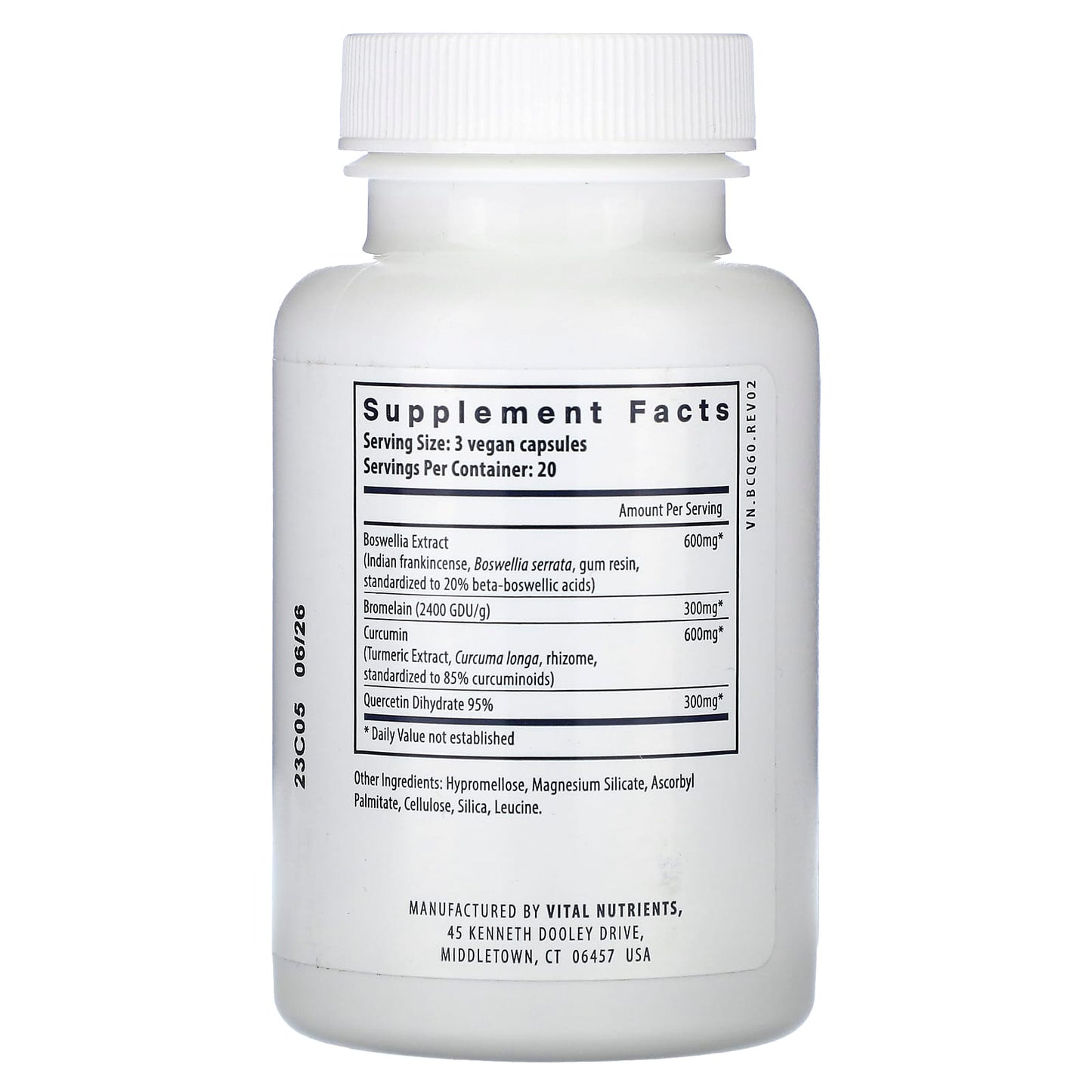 Vital Nutrients, BCQ, 60 Vegan Capsules UPC 693465202111 | HiLife Vitamins