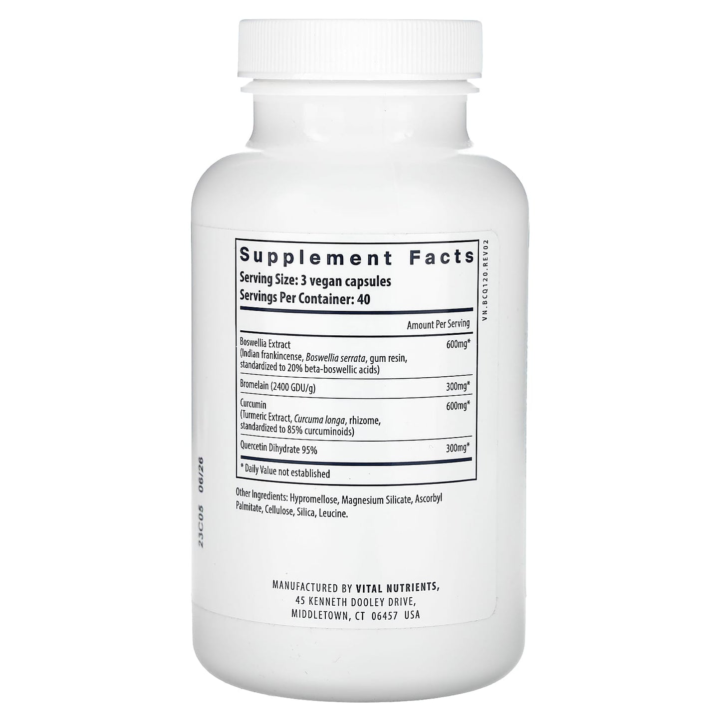 Vital Nutrients, BCQ, 120 Vegan Capsules UPC 693465202210 | HiLife Vitamins