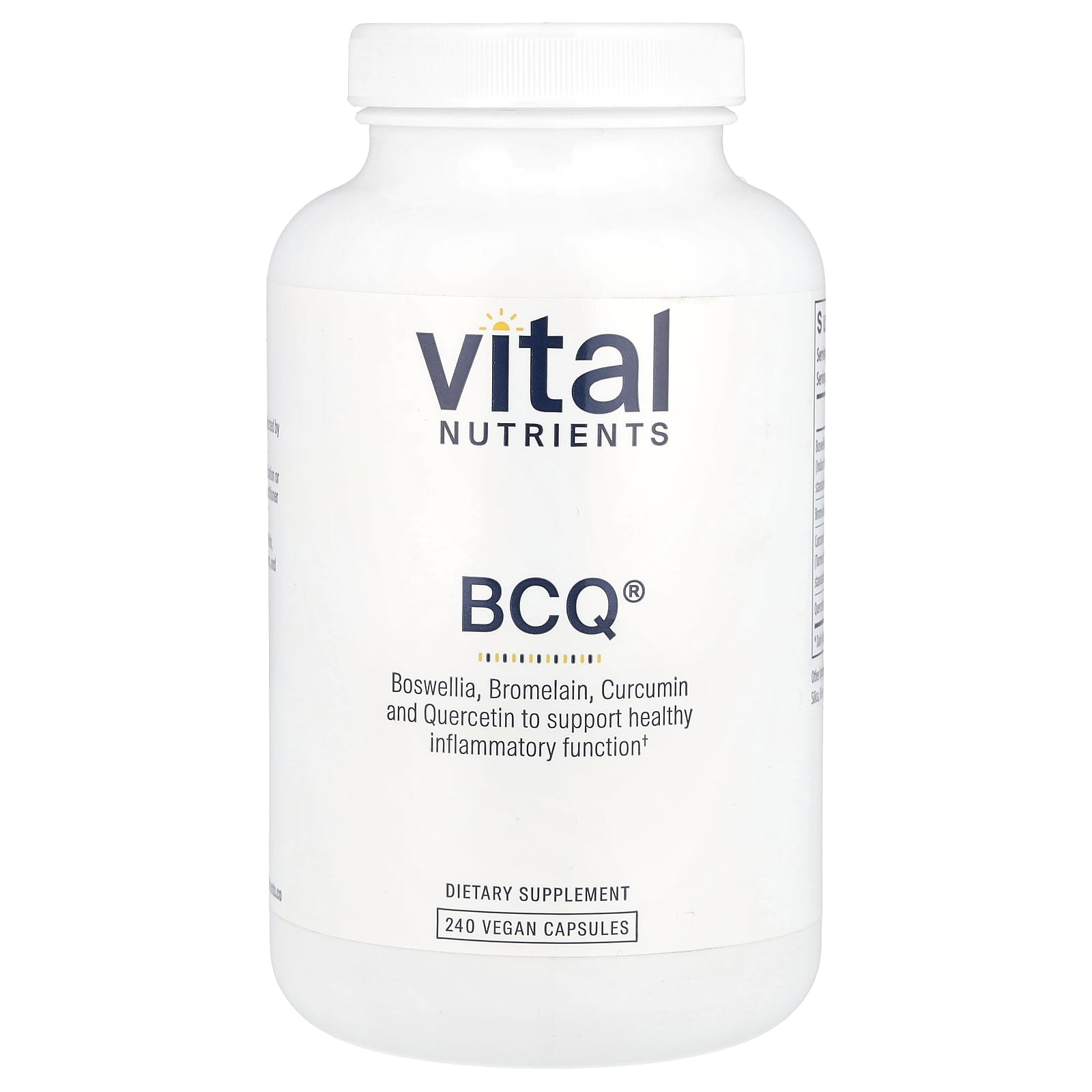 Vital Nutrients, BCQ®, 240 Vegan Capsules UPC 693465202319 | HiLife Vitamins