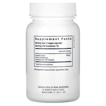 Vital Nutrients, Coleus Forskohlii, 60 Vegan Capsules UPC 693465207116 | HiLife Vitamins
