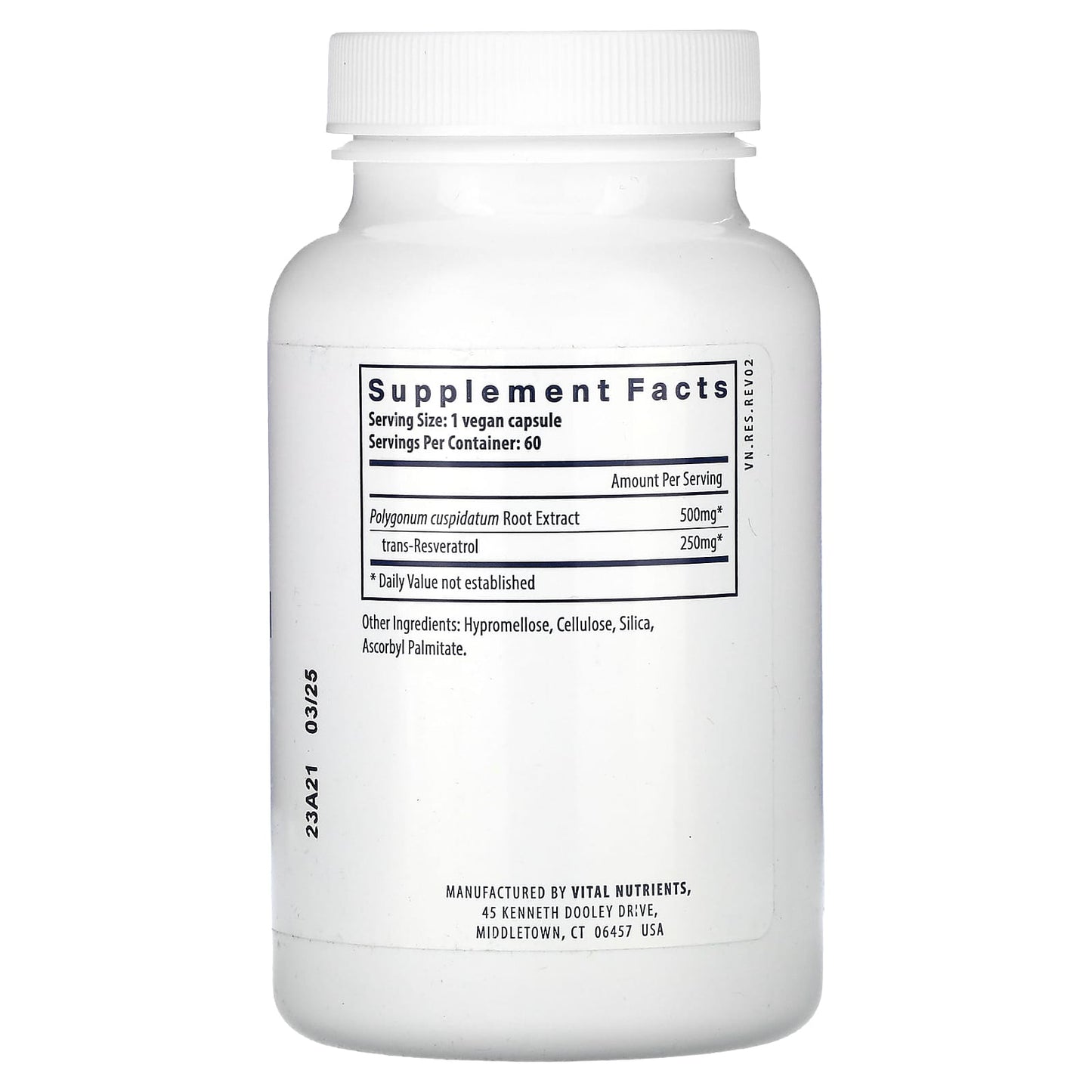 Vital Nutrients, Resveratrol, 60 Vegan Capsules UPC 693465275115 | HiLife Vitamins