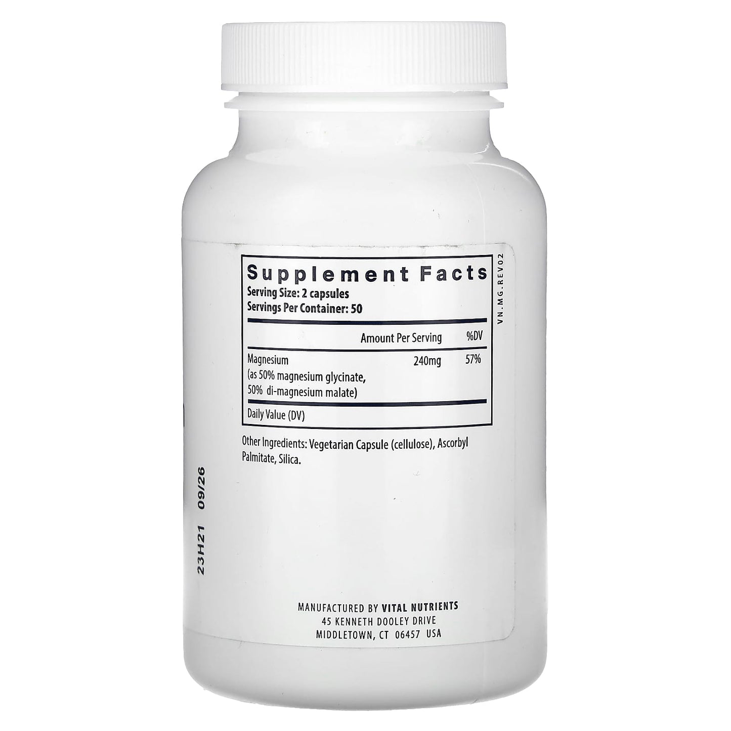 Vital Nutrients, Magnesium, 100 Vegan Capsules UPC 693465306116 | HiLife Vitamins