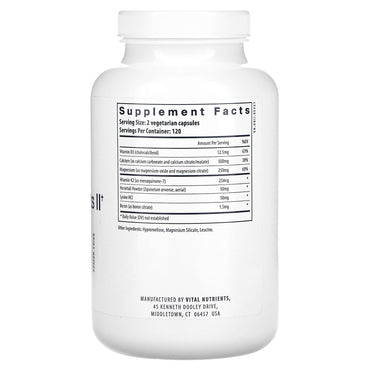 Vital Nutrients, Osteo-Nutrients II with Vitamin K2-7, 240 Vegetarian Capsules UPC 693465311110 | HiLife Vitamins