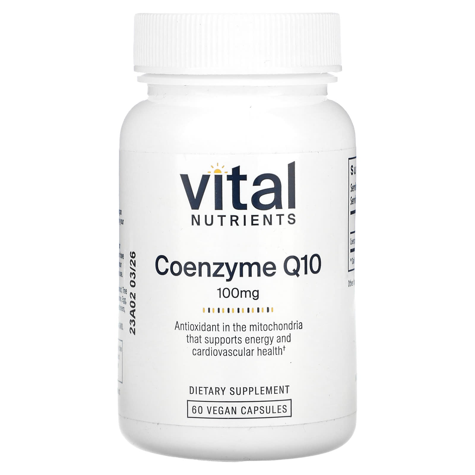 Vital Nutrients, Coenzyme Q10, 100 mg, 60 Vegan Capsules UPC 693465405116 | HiLife Vitamins
